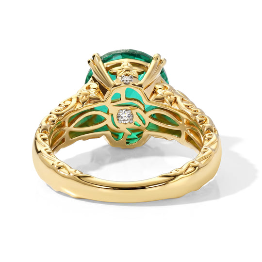 D'Joy Pfau Quarz Triplette, Weißer Diamant Ring 925 Silber 750 Gelbgold vermeil (Größe 18.00) ca. 4,35 ct