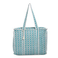 "Livmore  Quilted Fabric bag SIZE- 45x 43x 15 cm HANDLE LOOP -50cm, HANDLE WIDTH-4 cm With zipper closure Color-Blue"