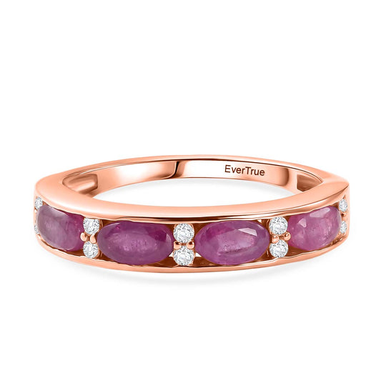 EVER TRUE Ilakaka Rosa Saphir (Fissure gefüllt), Weißer Zirkon Ring 950 Kupfer (Größe 18.00) ca. 1,65 ct