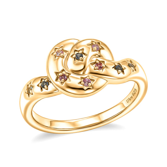 D'Joy Mehrfarbiger Saphir Ring 925 Silber 750 Vergoldet (Größe 21.00) ca. 0.11 ct