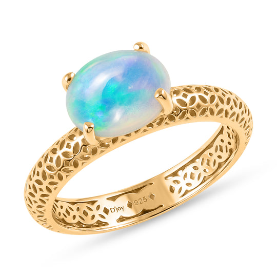 D'Joy AA Natürlicher, äthiopischer Welo Opal Ring 925 Silber 750 Vergoldet (Größe 18.00) ca. 1,28 ct