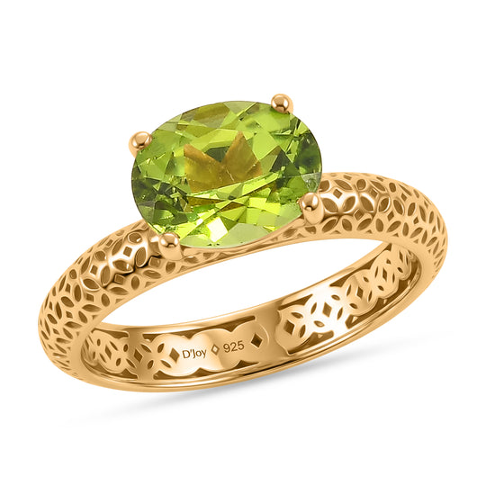 D'Joy AA Peridot Ring 925 Silber 750 Vergoldet (Größe 19.00) ca. 2,02 ct
