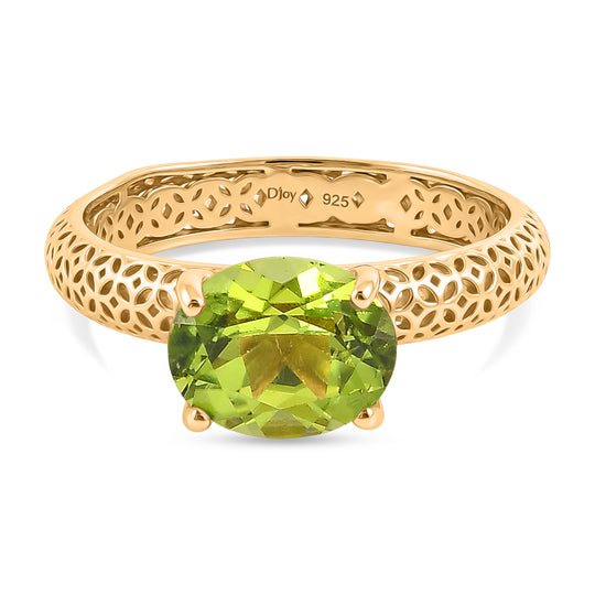D'Joy AA Peridot Ring 925 Silber 750 Vergoldet (Größe 19.00) ca. 2,02 ct