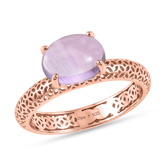D'Joy AAA Rose De France Amethyst Ring 925 Silber 750 Rosévergoldet (Größe 21.00) ca. 2,14 ct