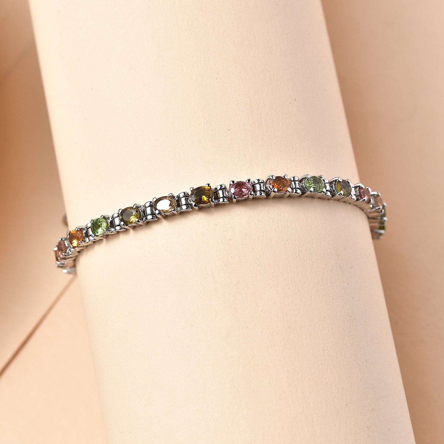 EVER TRUE Mehrfarbig-Turmalin Armband ca. 15 cm + 4 cm Extender, 316L Edelstahl ca. 3,48 ct.