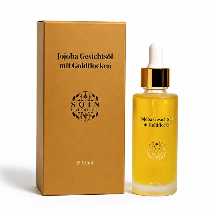 Kaltgepresstes Jojobaöl mit 24 Karat Goldflocken, 50 ml, Gesichtspflege
