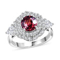 D'Joy AA Himbeer Zirkon, Moissanit AGI zertifiziert Ring 925 Silber Rhodiniert (Größe 20.00) ca. 2,90 ct