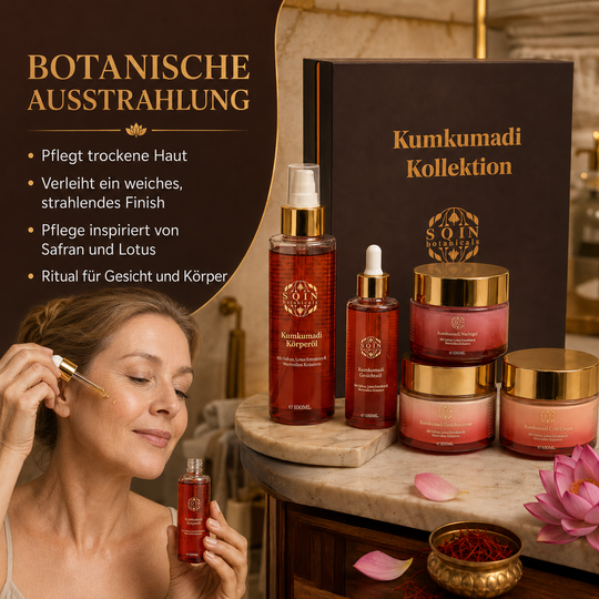 KUMKUMADI Geschenkset mit 5 Pflegeprodukten,Gesichtscreme, Nachtgel, Kälteschutzcreme, Körperöl und Gesichtsöl, je 100 g