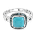 D'Joy Sleeping Beauty Türkis, Blauer Diamant Ring 925 Silber Rhodiniert (Größe 17.00) ca. 2,35 ct