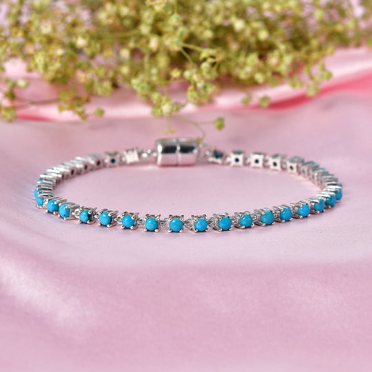 D'Joy AA Sleeping Beauty Türkis Armband ca. 19 cm 925 Silber Rhodiniert ca. 3.80 ct