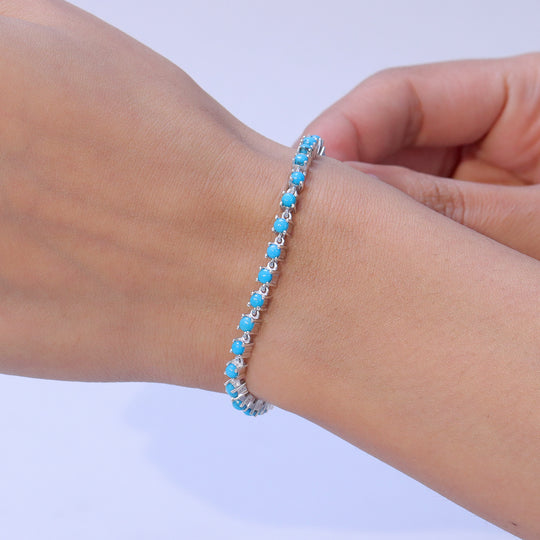 D'Joy AA Sleeping Beauty Türkis Armband ca. 19 cm 925 Silber Rhodiniert ca. 3.80 ct