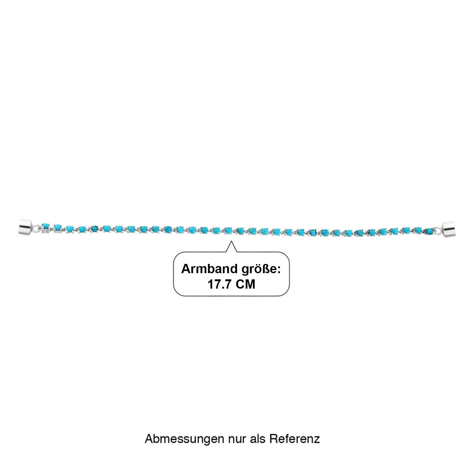 D'Joy AA Sleeping Beauty Türkis Armband ca. 19 cm 925 Silber Rhodiniert ca. 3.80 ct
