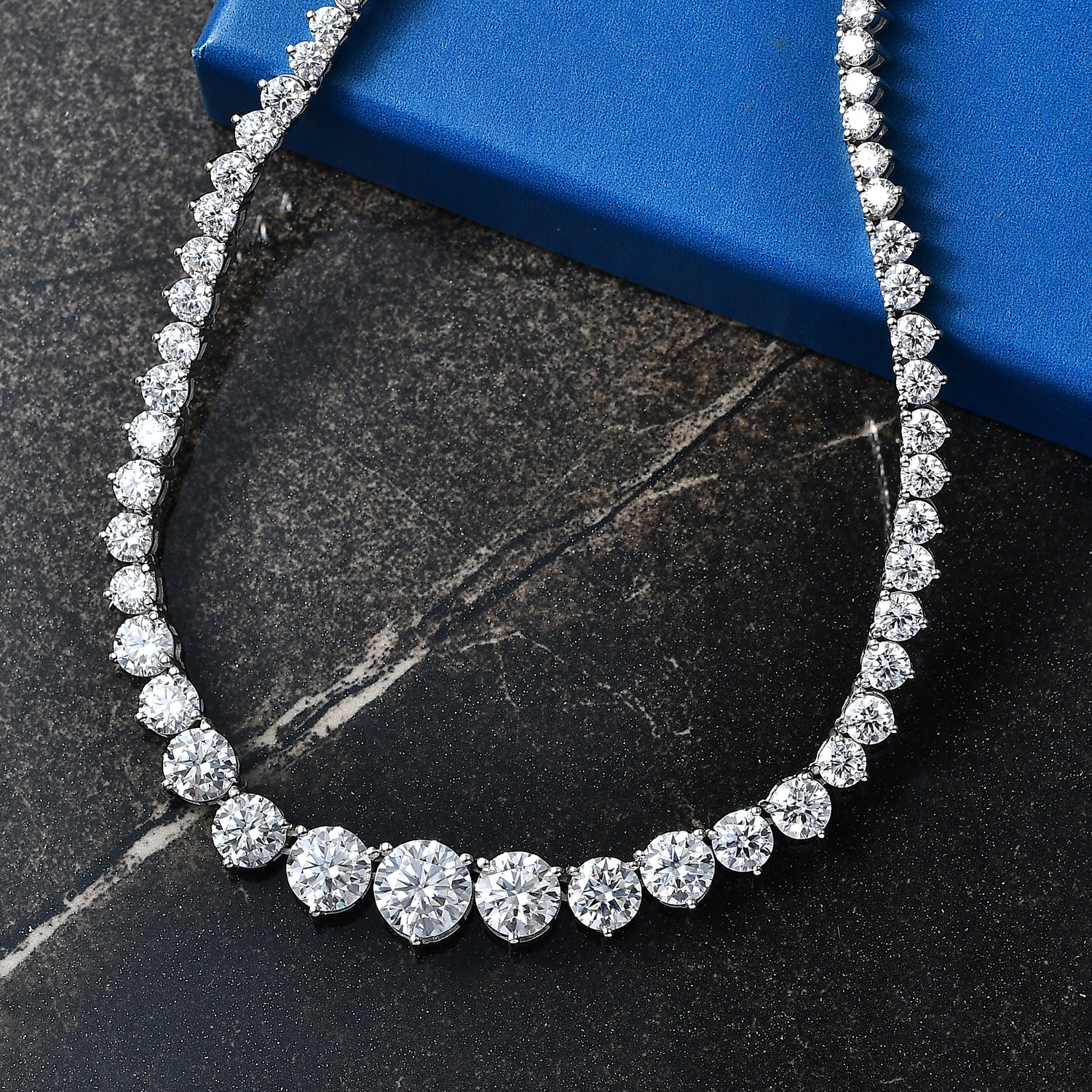 D'Joy Moissanit Halskette ca. 45 cm 925 Silber Rhodiniert ca. 23,57 ct.