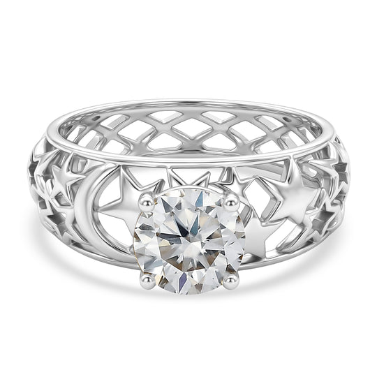 D'Joy Moissanit Ring 925 Silber Platiniert (Größe 18.00) ca. 1,20 ct