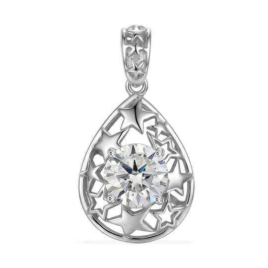 D'Joy Moissanit Anhänger 925 Silber Platiniert ca. 1.20 ct