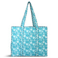 "Livmore  Quilted Fabric bag SIZE- 45x 43x 15 cm HANDLE LOOP -50cm, HANDLE WIDTH-4 cm With zipper closure Color-White,Pink and Green"