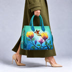 LA MAREY Artisan 100% Genuine Leather Cross body bag with Hand painted Flower print Size- 22 x 28 x 11.5 cm Color- Multi Color