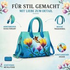 LA MAREY Artisan 100% Genuine Leather Cross body bag with Hand painted Flower print Size- 22 x 28 x 11.5 cm Color- Multi Color