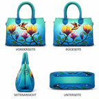 LA MAREY Artisan 100% Genuine Leather Cross body bag with Hand painted Flower print Size- 22 x 28 x 11.5 cm Color- Multi Color