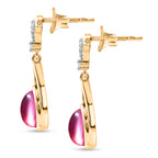D'Joy Flamingo Mondstein, Weißer Zirkon Ohrringe 925 Silber 750 Vergoldet ca. 2,81 ct.