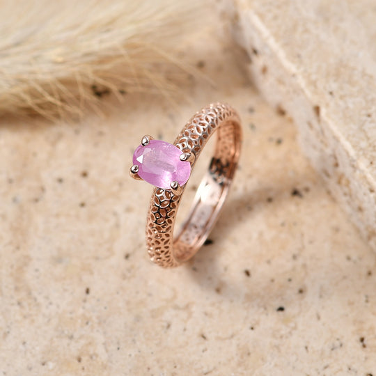 D'Joy Ilakaka Rosa Saphir (Fissure gefüllt) Ring 925 Silber 750 Rosévergoldet (Größe 19.00) ca. 1,21 ct