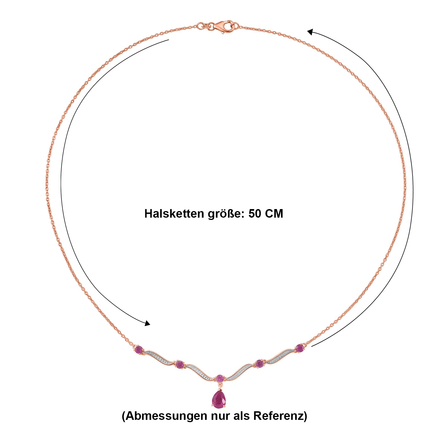 D'Joy Ilakaka Rosa Saphir (Fissure gefüllt) Halskette ca. 50 cm 925 Silber 750 Roségold vermeil ca. 3,20 ct.