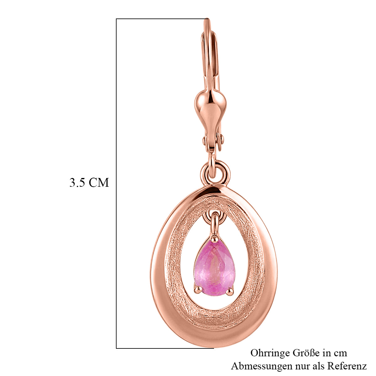 D'Joy Ilakaka Rosa Saphir (Fissure gefüllt) Ohrringe 925 Silber 750 Rosévergoldet ca. 1.32 ct