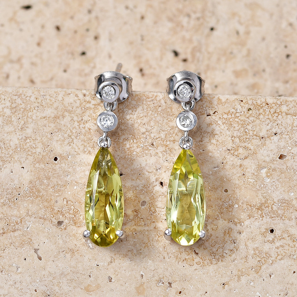 D'Joy AAA Ouro Verde-Quarz, Moissanit Ohrringe 925 Silber Rhodiniert ca. 5,87 ct.