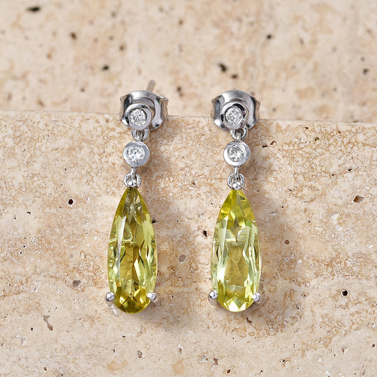 D'Joy AAA Ouro Verde-Quarz, Moissanit Ohrringe 925 Silber Rhodiniert ca. 5,87 ct.