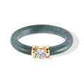 EXTREM SELTEN - Type A Natürlicher Olmek Jadeit, Lab Grown Diamant (0,26 CT) Ring 925 Silber Vergoldet (Größe 18.00) ca. 5.89 ct