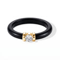 D'Joy Schwarze Jade, Lab Grown Diamant Ring 925 Silber Vergoldet (Größe 21.00) ca. 5,59 ct