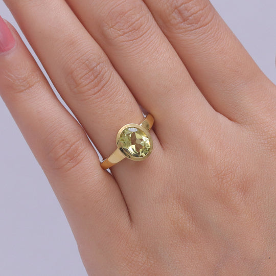 D'Joy AAA Ouro Verde-Quarz Ring 925 Silber 750 Vergoldet (Größe 20.00) ca. 2,55 ct