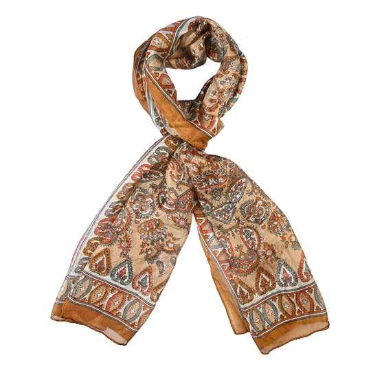 LA MAREY Seidenschal mit Paisley Design, 100% Seide, 49 x 160 cm, Gelb