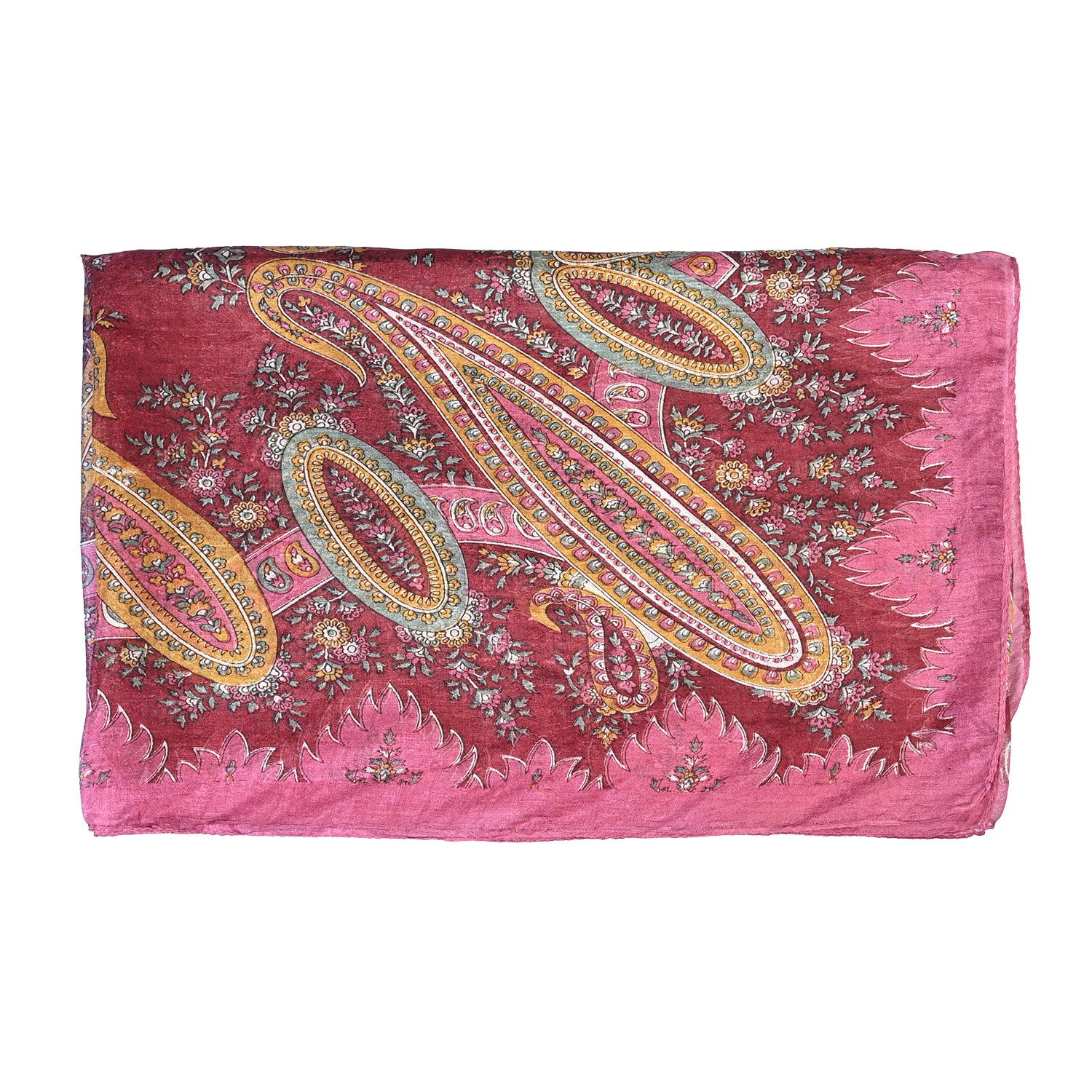 LA MAREY Seidenschal mit Paisley Design, 100% Seide, 49 x 160 cm, Royal Türkis