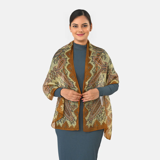 LA MAREY Seidenschal, 100 % Seide, Paisley Motiv 49 x 160 cm, Schwarz