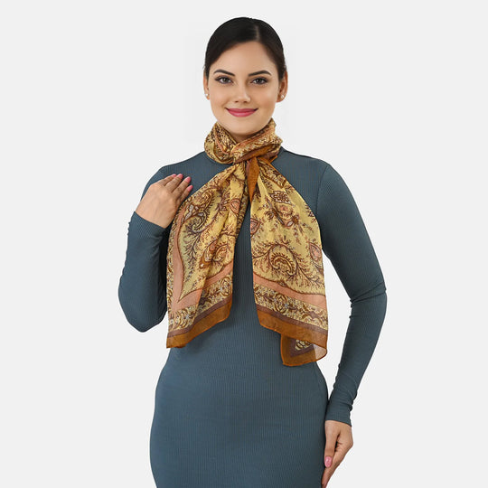 LA MAREY Seidenschal, 100 % Seide, Diamantmuster, 49 x 160 cm, Blau
