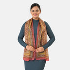 LA MAREY Seidenschal, 100 % Seide, Diamantmuster, 49 x 160 cm, Marineblau