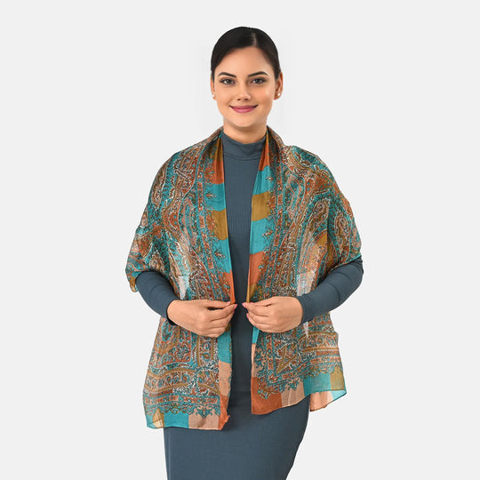 LA MAREY Seidenschal, 100 % Seide, Paisley-Muster, 49 x 160 cm, Schwarz