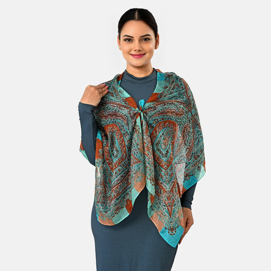 LA MAREY Seidenschal, 100 % Seide, Paisley-Muster, 49 x 160 cm, Schwarz