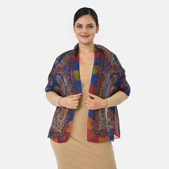 LA MAREY Seidenschal, 100 % Seide, Paisley-Muster, 49 x 160 cm, Schwarz