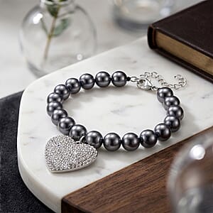 Terahertz, Weißer Kristall Armband ca. Flexibles cm 316L Edelstahl 80.00 ct