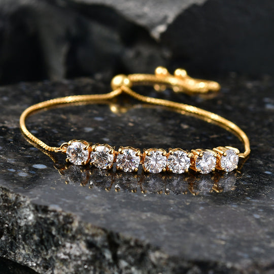 D'Joy Moissanit Armband  ca. 16.5- 26.75 cm, verstellbar, 925 Silber Platiniert ca. 3.12 ct