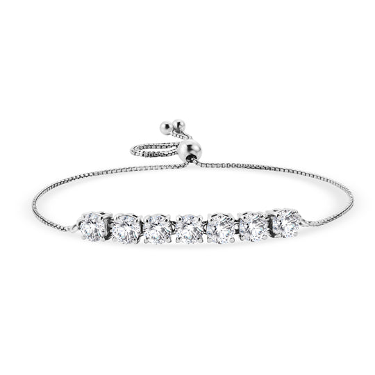 D'Joy Moissanit Armband  ca. 16.5- 26.75 cm, verstellbar, 925 Silber Platiniert ca. 3.12 ct
