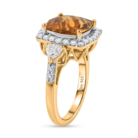D'Joy AA Citrin, Moissanit Ring 925 Silber 750 Gelbgold vermeil (Größe 17.00)    ca. 4,35 ct   (9-15 Werktage Lieferzeit)