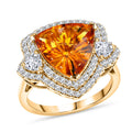 D'Joy AA Citrin, Moissanit Ring 925 Silber 750 Gelbgold vermeil (Größe 17.00)   (10-16 Werktage Lieferzeit) ca. 6,56 ct