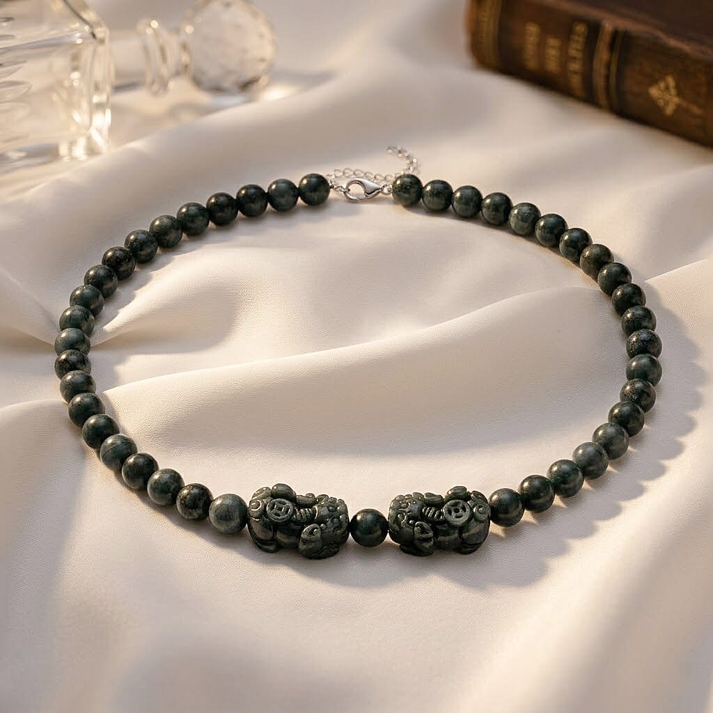 D'Joy Natürlicher Olmek Jadeit Halskette ca. Flexibles cm 925 Silber Rhodiniert ca. 440.00 ct