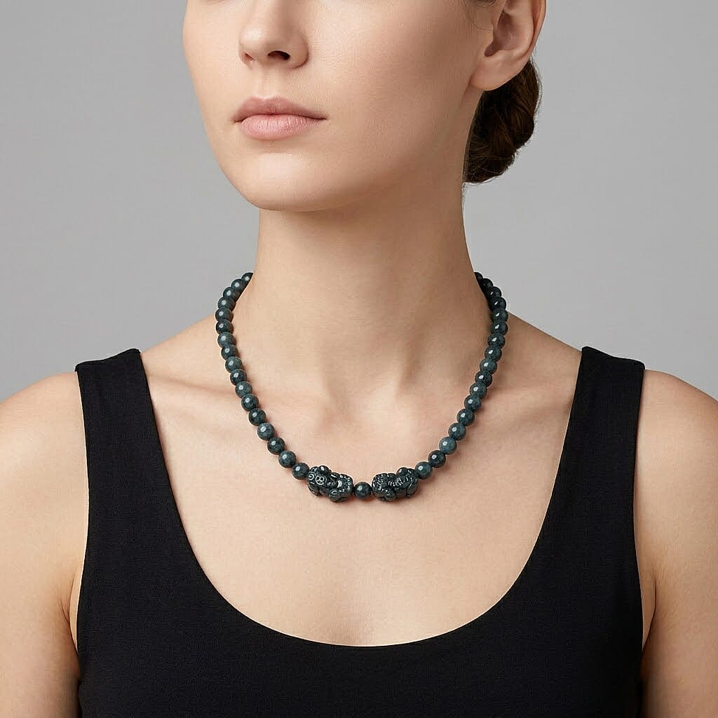 D'Joy Natürlicher Olmek Jadeit Halskette ca. Flexibles cm 925 Silber Rhodiniert ca. 440.00 ct