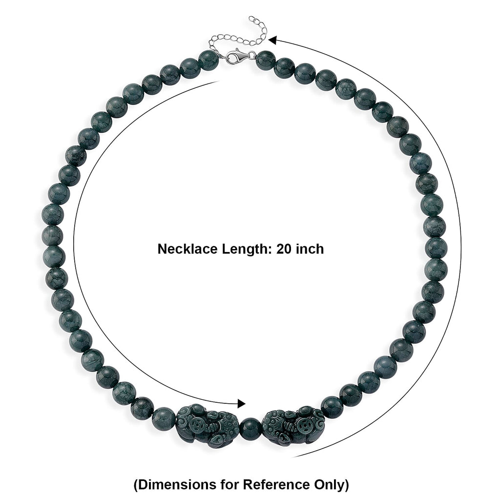 D'Joy Natürlicher Olmek Jadeit Halskette ca. Flexibles cm 925 Silber Rhodiniert ca. 440.00 ct