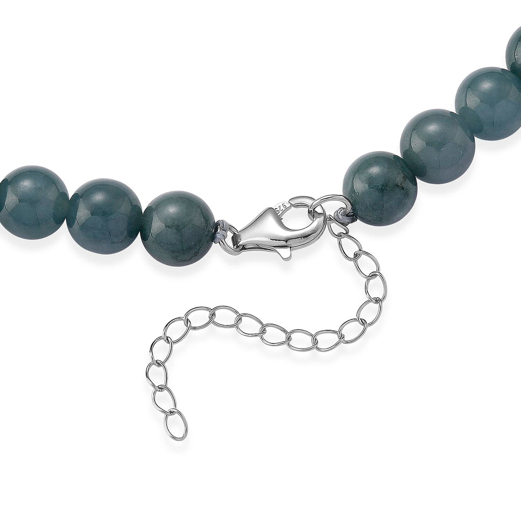 D'Joy Natürlicher Olmek Jadeit Halskette ca. Flexibles cm 925 Silber Rhodiniert ca. 550.00 ct