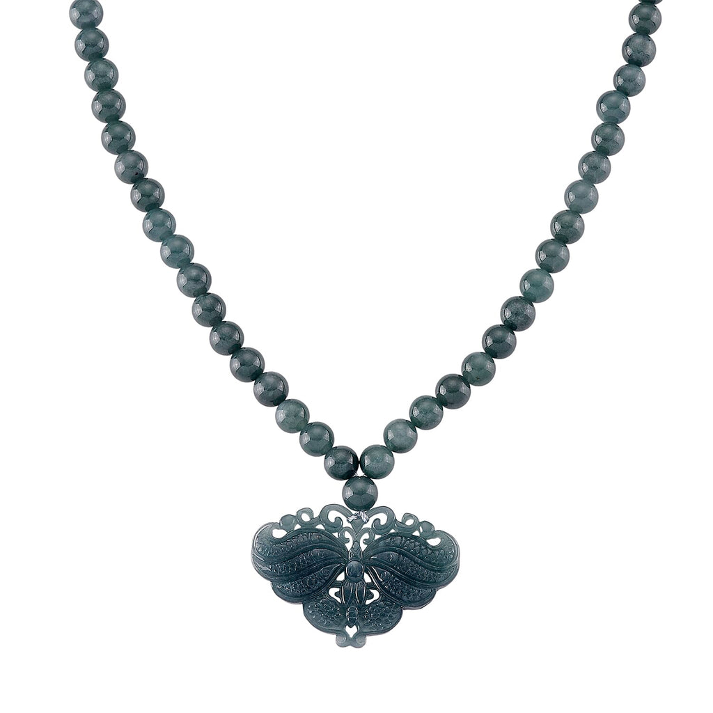 D'Joy Natürlicher Olmek Jadeit Halskette ca. Flexibles cm 925 Silber Rhodiniert ca. 500.00 ct